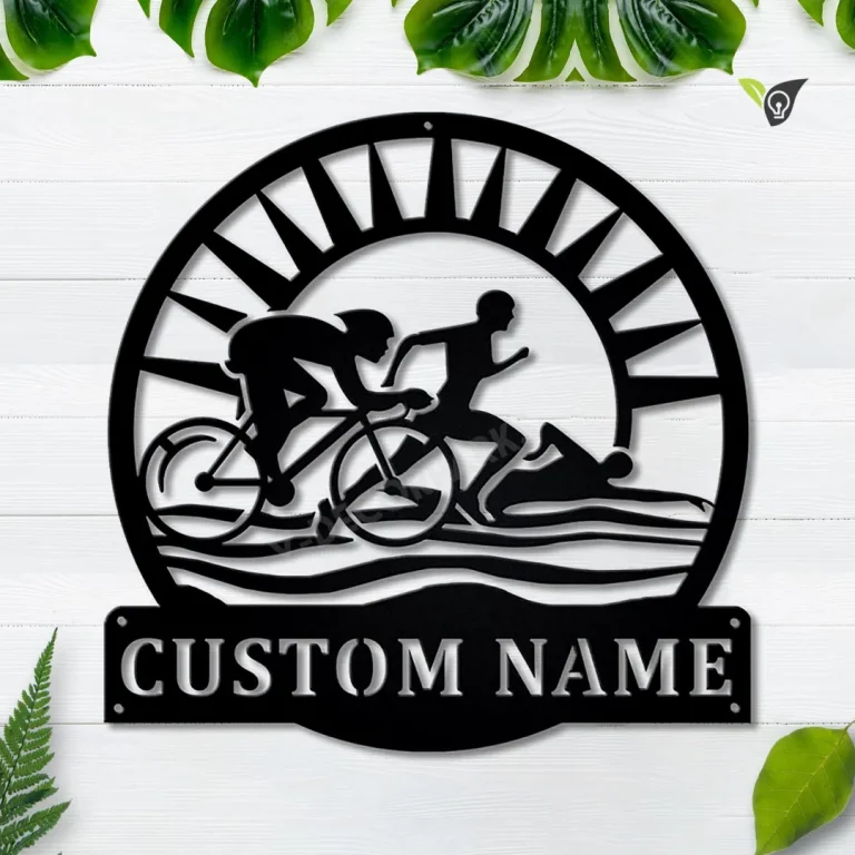 Personalized Triathlon Monogram Metal Sign Art, Custom Triathlon Sport Metal Sign, Hobbie Gifts, Sport Gift, Birthday Gift