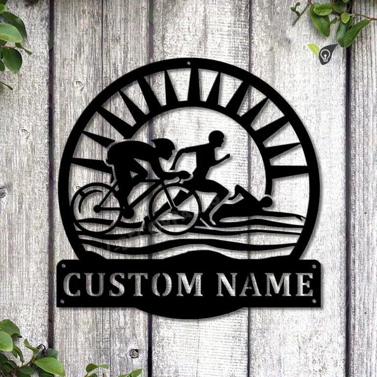 Personalized Triathlon Monogram Metal Sign Art, Custom Triathlon Sport Metal Sign, Hobbie Gifts, Sport Gift, Birthday Gift