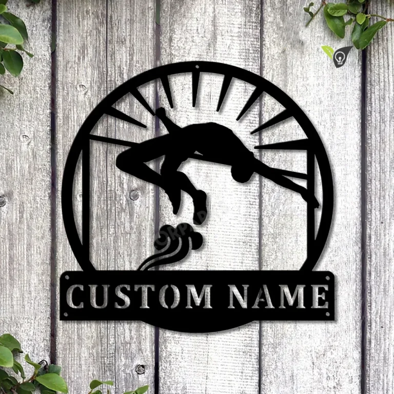 Personalized High Jump Metal Sign Art, Custom High Jump Metal Sign, Housewarming Outdoor Meta L High Jump Sign