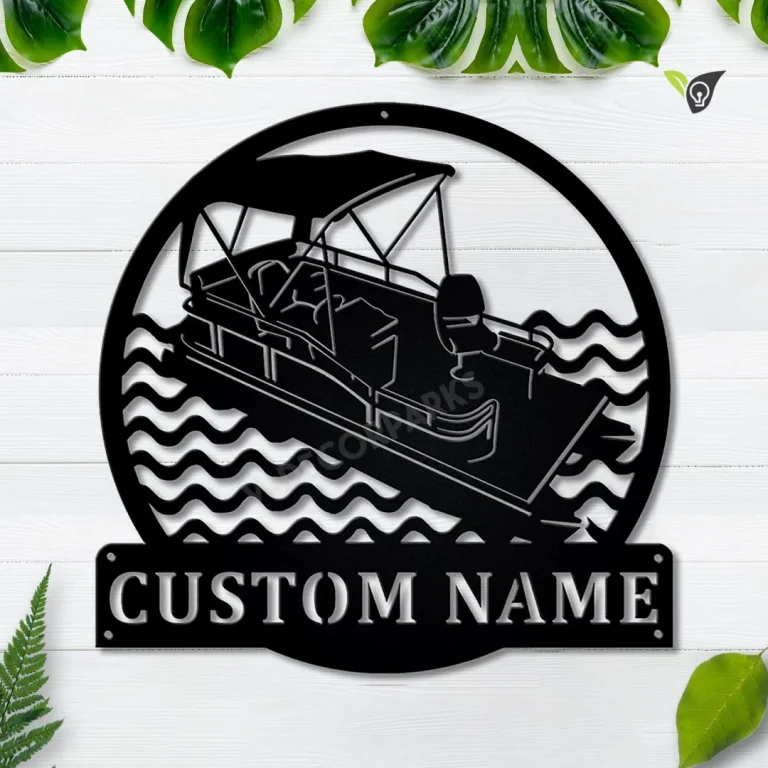 Personalized Pontoon Boat Metal Sign Art V5, Custom Pontoon Boat Monogram Metal Sign, Pontoon Boat Gifts, Job Gift, Home Decor