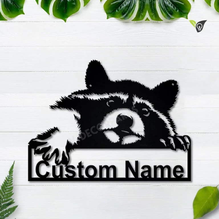 Personalized Raccoon Metal Sign Art, Custom Raccoon Metal Sign, Animal Funny, Father's Day Gift, Pets Gift