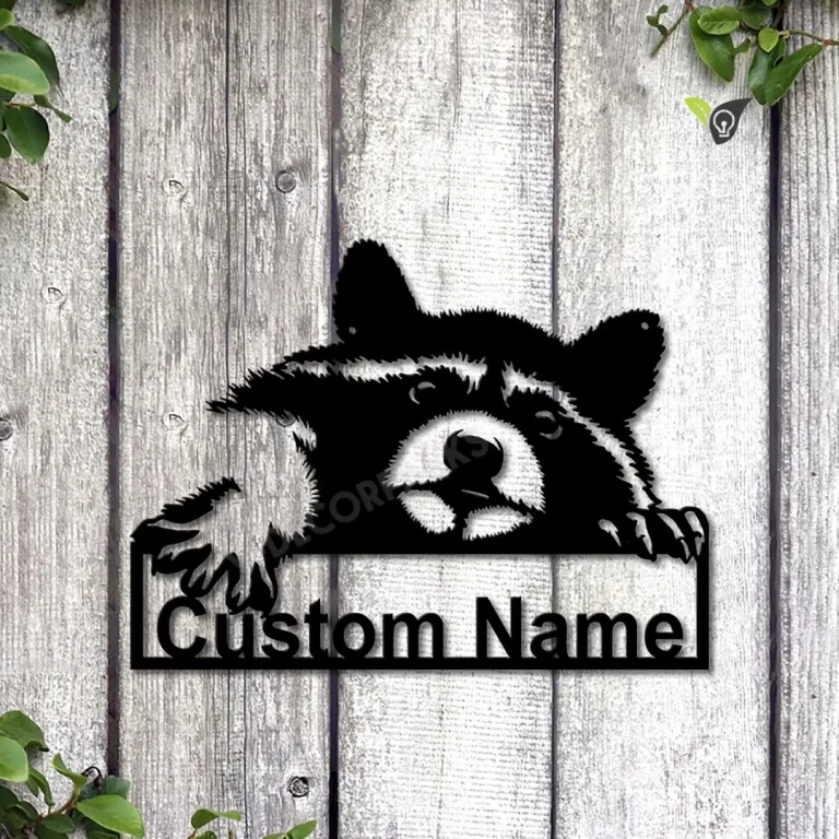 Personalized Raccoon Metal Sign Art, Custom Raccoon Metal Sign, Animal Funny, Father's Day Gift, Pets Gift