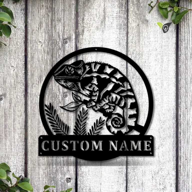 Personalized Chameleon Monogram Metal Sign Art ,custom Chameleon Metal Sign, Chameleon Lover Sign Decoration For Living Room