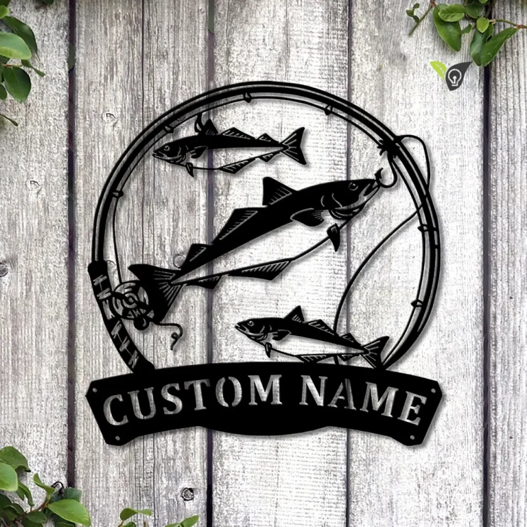Personalized Pollocks Fishing Fish Pole Metal Sign Art, Custom Pollocks ...