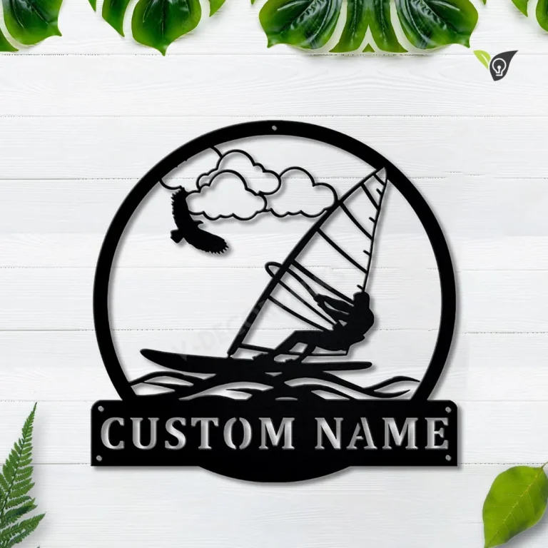 Personalized Windsurfing Monogram Metal Sign Art, Custom Windsurfing Metal Sign, Hobbie Gifts, Sport Gift, Birthday Gift