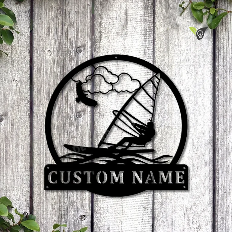 Personalized Windsurfing Monogram Metal Sign Art, Custom Windsurfing Metal Sign, Hobbie Gifts, Sport Gift, Birthday Gift