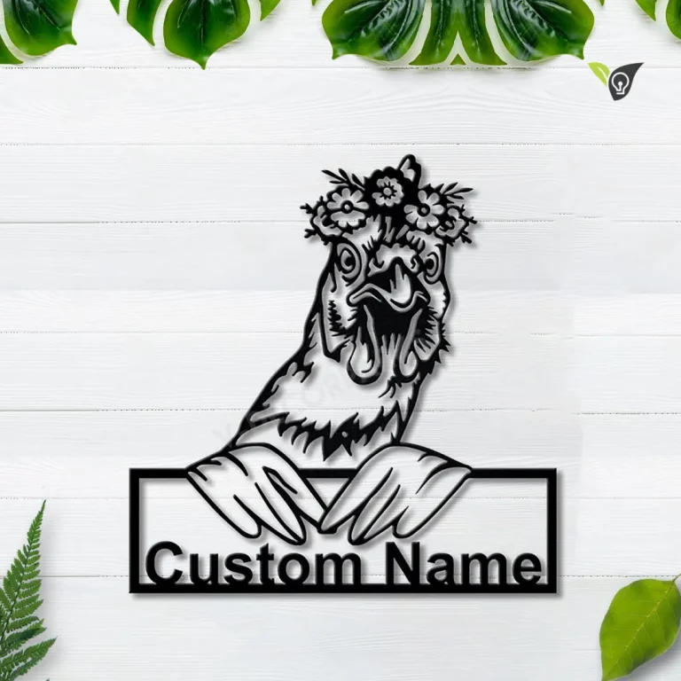 Personalized Floral Chicken Metal Sign Art, Custom Floral Chicken Metal Sign, Animal Funny, Pets Gift, Birthday Gift