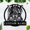 Personalized Military Boots Fallen Soldier Metal Sign Art, Custom Fallen Soldier Monogram Metal Sign, Military Boots Home Decor