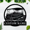 Personalized Pontoon Boat Metal Sign Art V2, Custom Pontoon Boat Monogram Metal Sign, Pontoon Boat Gifts, Job Gift, Home Decor