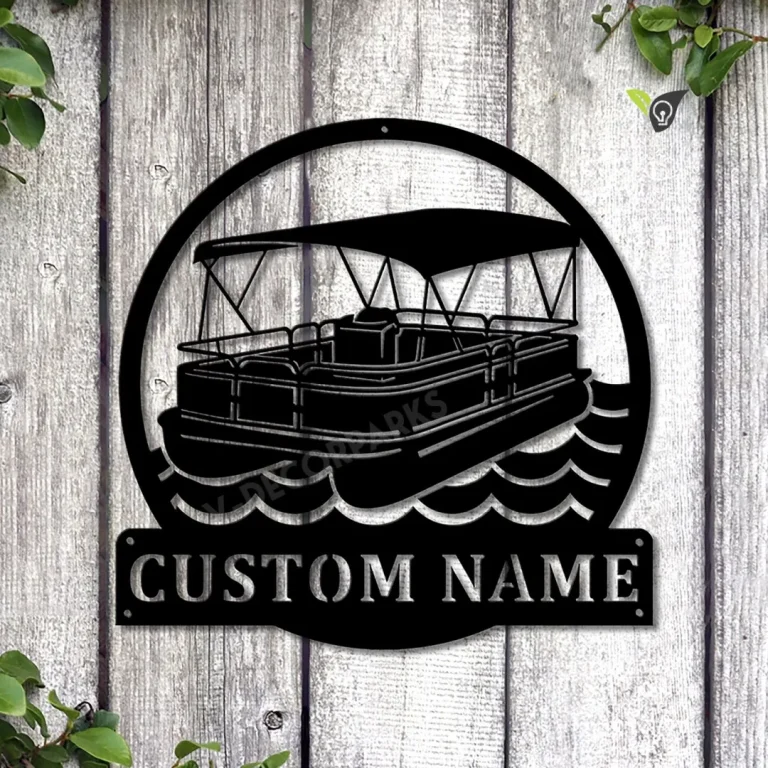 Personalized Pontoon Boat Metal Sign Art V2, Custom Pontoon Boat Monogram Metal Sign, Pontoon Boat Gifts, Job Gift, Home Decor