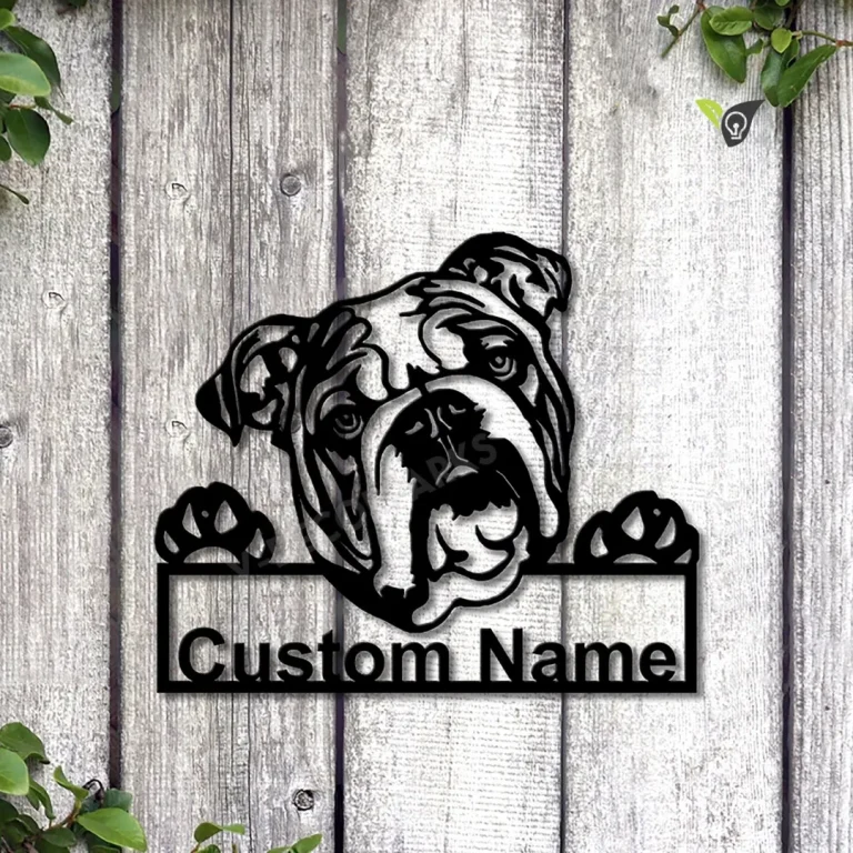 Personalized English Bulldog Metal Sign Art, Custom English Bulldog Metal Sign, Father's Day Gift, Pets Gift, Birthday Gift
