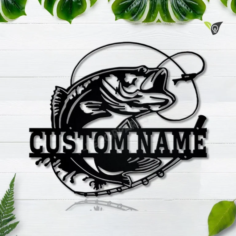 Personalized Bass Fishing Metal Sign Art V2, Custom Fishing Bass Metal Sign, Fishing Bass Gifts For Men, Fishing Bass Gift