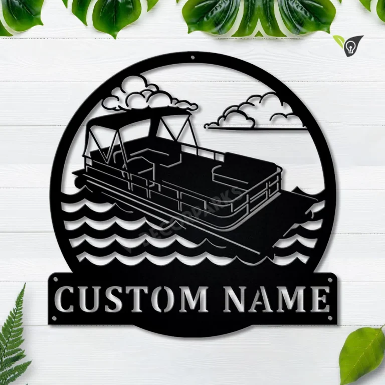 Personalized Pontoon Boat Metal Sign Art V4, Custom Pontoon Boat Monogram Metal Sign, Pontoon Boat Gifts, Job Gift, Home Decor