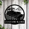 Personalized Pontoon Boat Metal Sign Art V4, Custom Pontoon Boat Monogram Metal Sign, Pontoon Boat Gifts, Job Gift, Home Decor