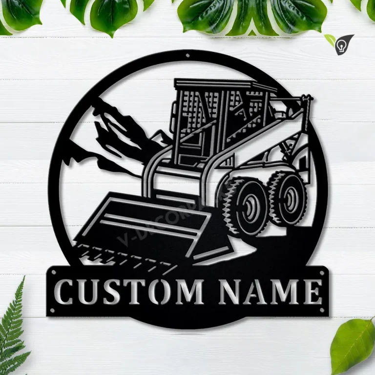 Personalized Skid Steer Loader Monogram Metal Sign Art, Custom Skid Steer Loader Metal Wall Art, Housewarming Outdoor Metal Sign