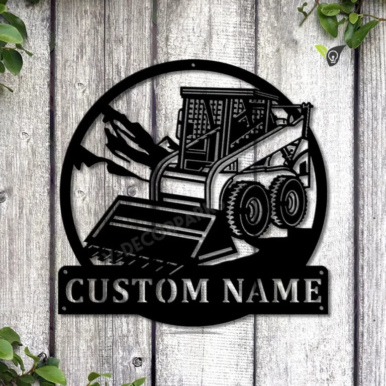 Personalized Skid Steer Loader Monogram Metal Sign Art, Custom Skid Steer Loader Metal Wall Art, Housewarming Outdoor Metal Sign