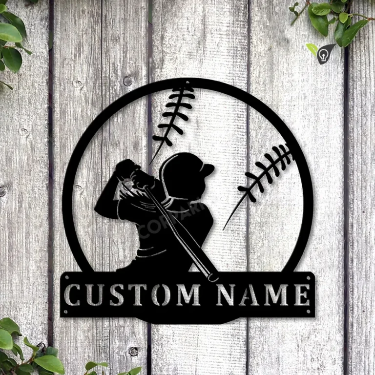 Personalized Softball Monogram Metal Sign Art, Custom Softball Metal Sign, Softball Lover Sign Decoration For Living Room