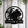 Personalized Black Cat Floral Metal Sign Art, Custom Black Cat Floral Metal Sign, Animal Funny, Father's Day Gift, Pets Gift