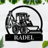 Personalized Backhoe Loader Truck Monogram Metal Sign Art, Custom Backhoe Loader Truck Metal Wall Art, Housewarming Outdoor Metal Sign