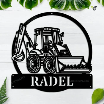 Personalized Backhoe Loader Truck Monogram Metal Sign Art, Custom Backhoe Loader Truck Metal Wall Art, Housewarming Outdoor Metal Sign