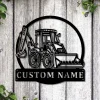 Personalized Backhoe Loader Truck Monogram Metal Sign Art, Custom Backhoe Loader Truck Metal Wall Art, Housewarming Outdoor Metal Sign