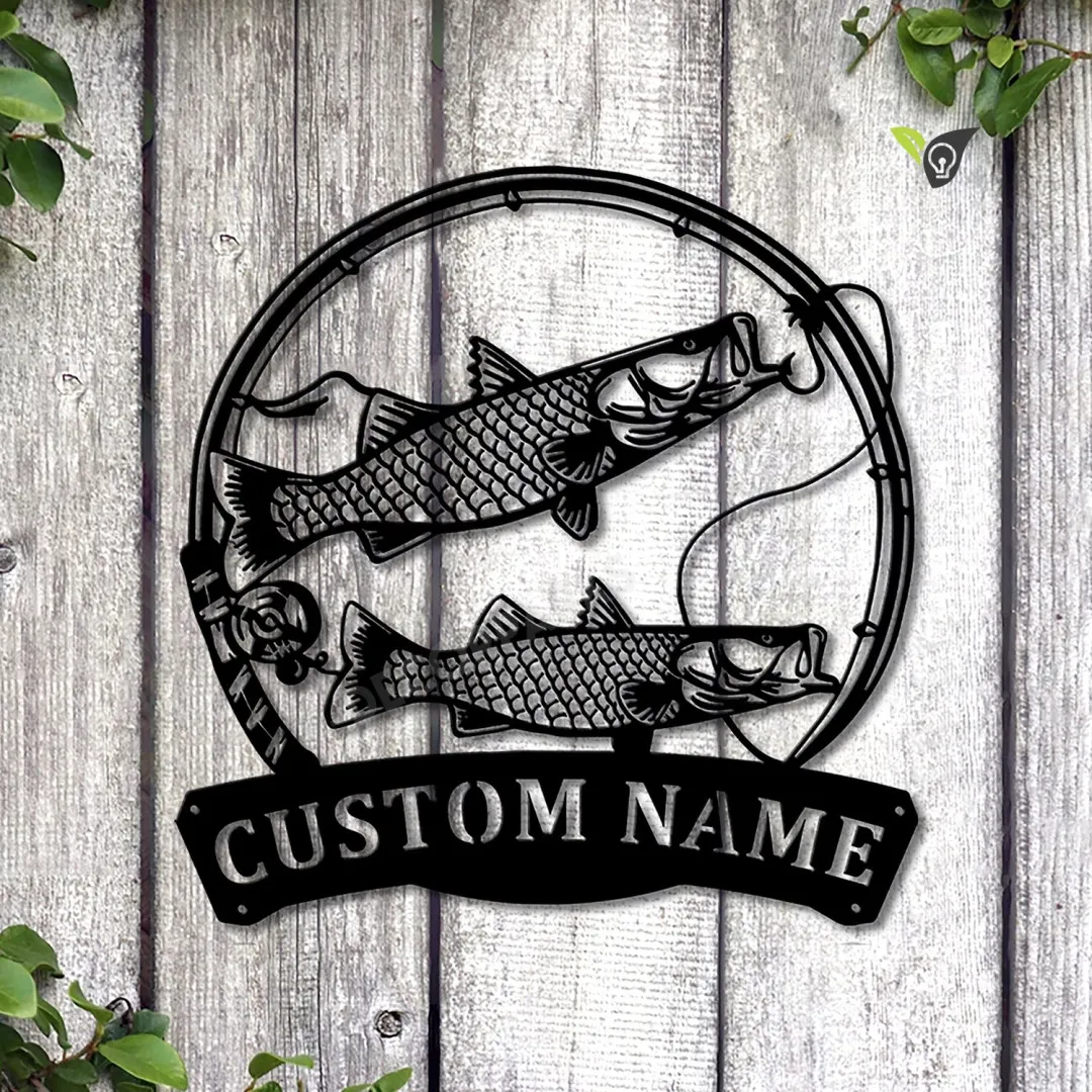 MSCC0916-copy_2071a125-a80e-4d9f-8d94-4eae07a003ac.webp Personalized Common Snook Fishing Fish Pole Metal Sign Art, Custom Common Snook Fishing Metal Sign, Fishing Lover Home Decor