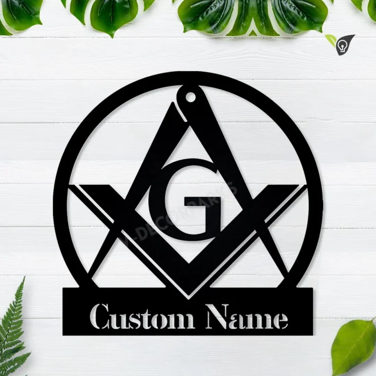 Masonic Freemasonry Monogram Metal Wall Sign, Masonic Metal Wall Art, Farmhouse Decor, Office Wall Art, Housewarming Outdoor Metal Sign