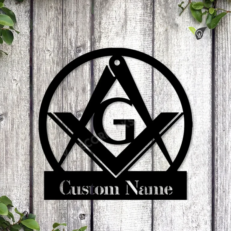 Masonic Freemasonry Monogram Metal Wall Sign, Masonic Metal Wall Art, Farmhouse Decor, Office Wall Art, Housewarming Outdoor Metal Sign