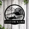 Personalized Swamp Boat Monogram Metal Sign Art, Custom Swamp Boat Metal Wall Art, Swamp Boat Antler Decor, Housewarming Outdoor Metal