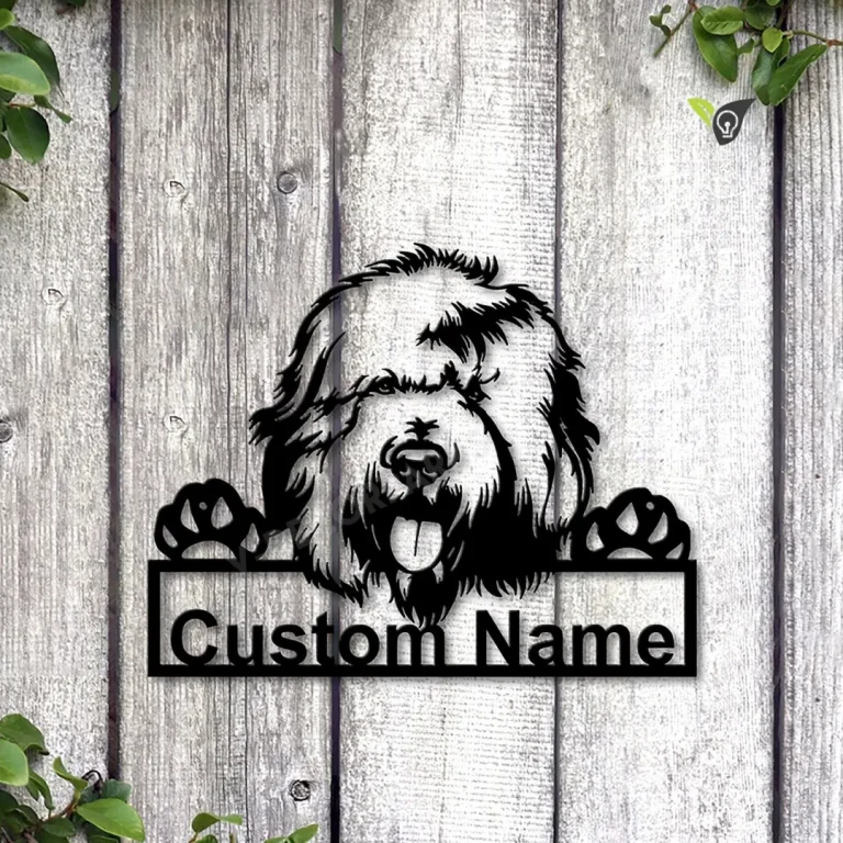 Personalized Old English Sheepdog Dog Metal Sign Art, Custom Old English Sheepdog Dog Metal Sign, Animal Funny, Father's Day Gift, Pets