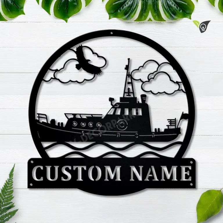 Personalized Tugboat Ship Monogram Metal Sign Art, Custom Tugboat Ship Metal Sign, Tugboat Gifts Funny, Ship Gift, Tugboat Custom