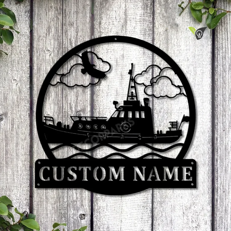 Personalized Tugboat Ship Monogram Metal Sign Art, Custom Tugboat Ship Metal Sign, Tugboat Gifts Funny, Ship Gift, Tugboat Custom