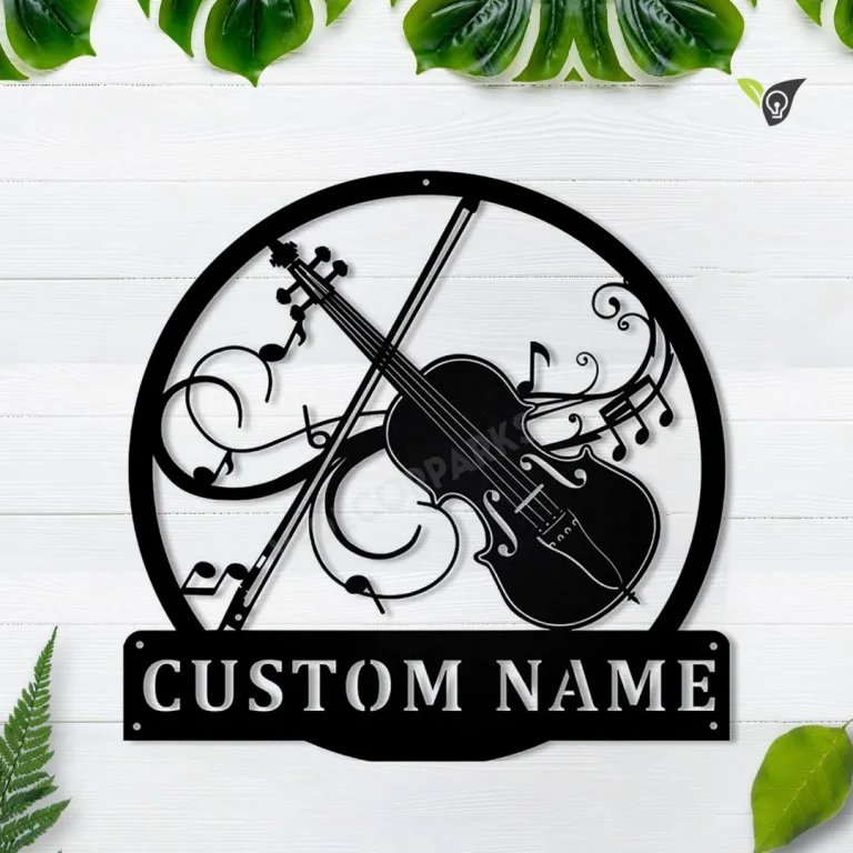 Personalized Violin Monogram Metal Sign Art, Custom Violin Monogram Metal Sign, Musical Instrument Gift, Music Gift