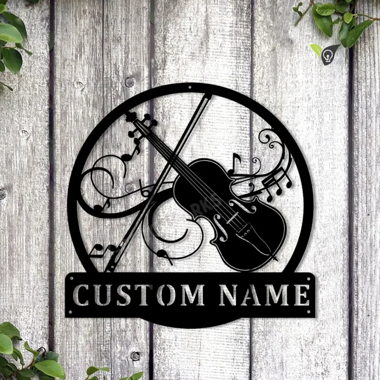 Personalized Violin Monogram Metal Sign Art, Custom Violin Monogram Metal Sign, Musical Instrument Gift, Music Gift