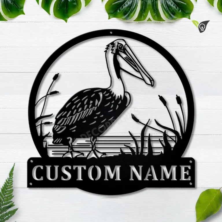 Personalized Pelican Bird Monogram Metal Sign Art, Custom Pelican Bird Metal Sign, Father's Day Gift, Pelican Bird Gift