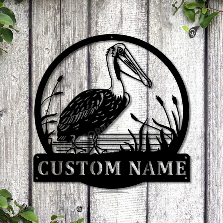 Personalized Pelican Bird Monogram Metal Sign Art, Custom Pelican Bird Metal Sign, Father's Day Gift, Pelican Bird Gift