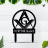 Masonic Freemasonry Monogram Metal Yard Art, Masonic Metal Yard Art, Farmhouse Decor, Office Wall Art, Housewarming Outdoor Metal Sign