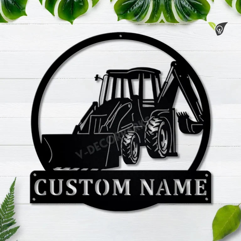 Personalized Bulldozer Excavator Monogram Metal Sign Art, Custom Bulldozer Excavator Metal Wall Art, Outdoor Metal Sign, Job Gift