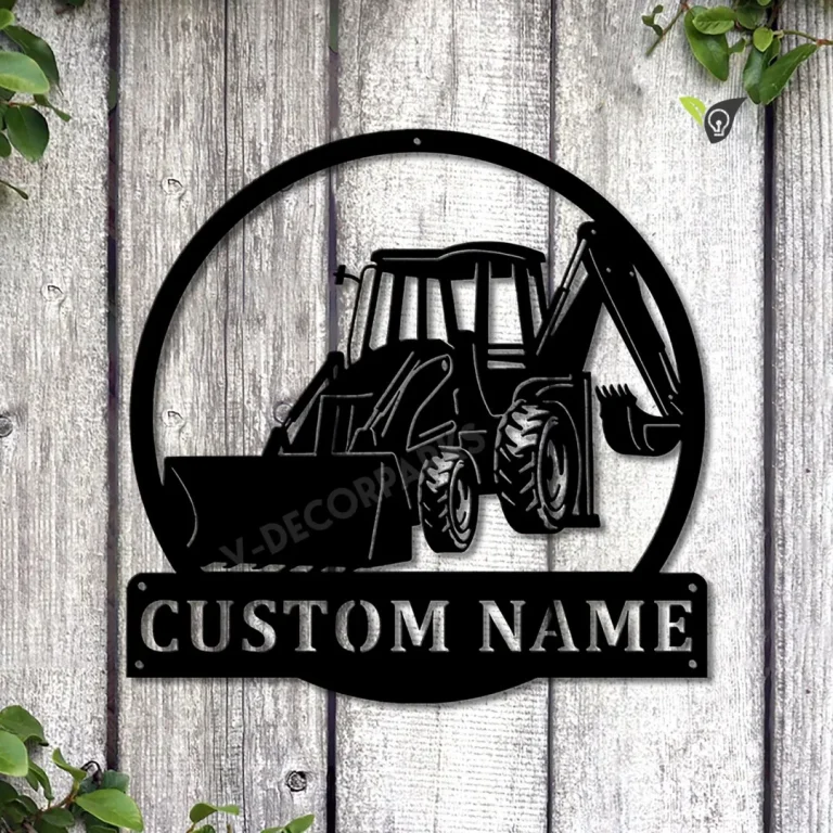 Personalized Bulldozer Excavator Monogram Metal Sign Art, Custom Bulldozer Excavator Metal Wall Art, Outdoor Metal Sign, Job Gift