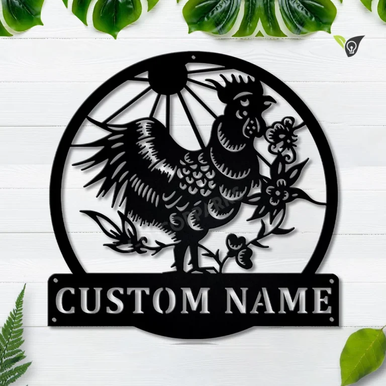 Personalized Floral Chicken Flower Metal Sign Art, Custom Floral Chicken Metal Sign, Animal Funny, Pets Gift, Birthday Gift