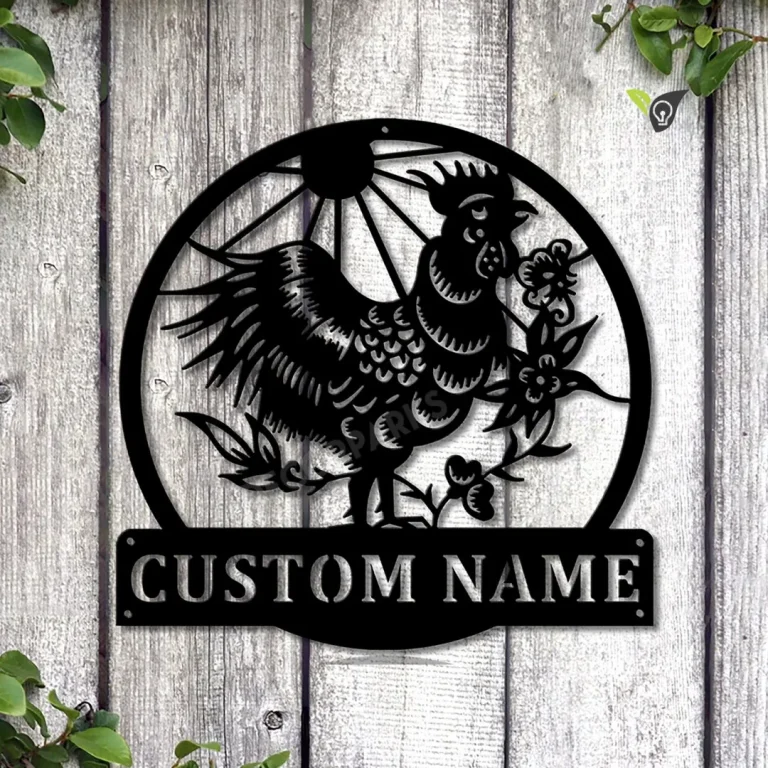 Personalized Floral Chicken Flower Metal Sign Art, Custom Floral Chicken Metal Sign, Animal Funny, Pets Gift, Birthday Gift