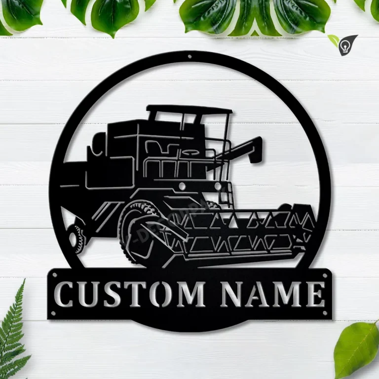 Personalized Combine Harvester Monogram Metal Sign Art, Custom Combine Harvester Metal Wall Art, Outdoor Metal Sign, Job Gift