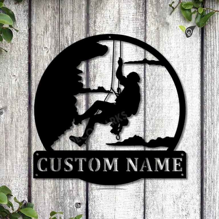 Personalized Rock Climbing Monogram Metal Sign Art ,custom Rock Climbing Metal Sign, Climbing Lover Sign Decoration For Living Room