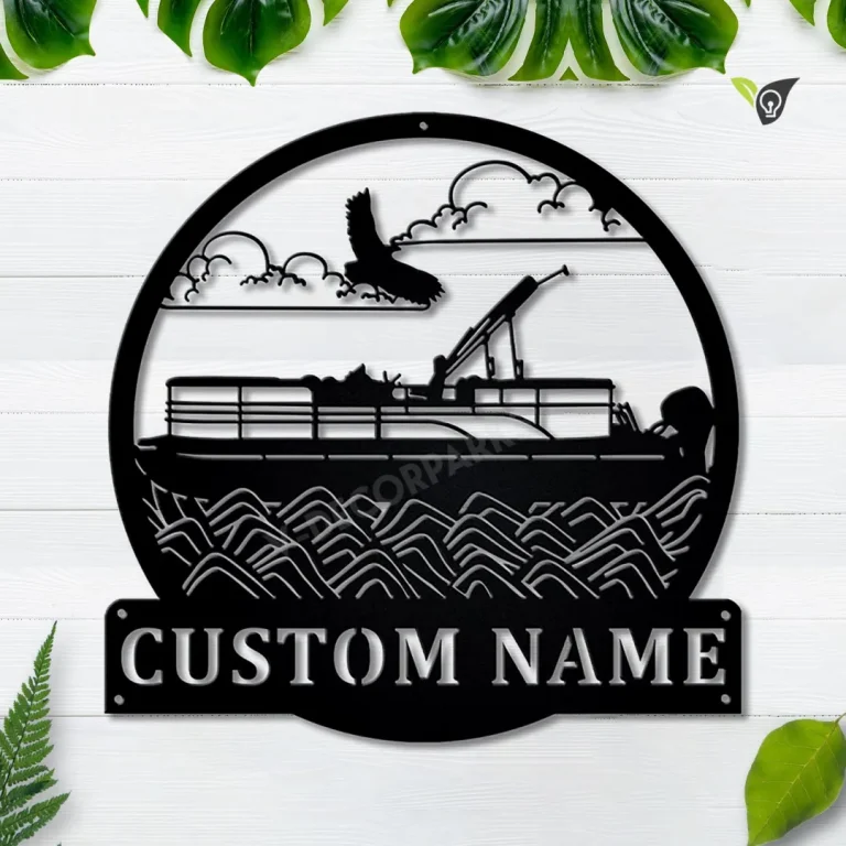 Personalized Pontoon Boat Metal Sign Art V3, Custom Pontoon Boat Monogram Metal Sign, Pontoon Boat Gifts, Job Gift, Home Decor