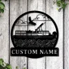 Personalized Pontoon Boat Metal Sign Art V3, Custom Pontoon Boat Monogram Metal Sign, Pontoon Boat Gifts, Job Gift, Home Decor