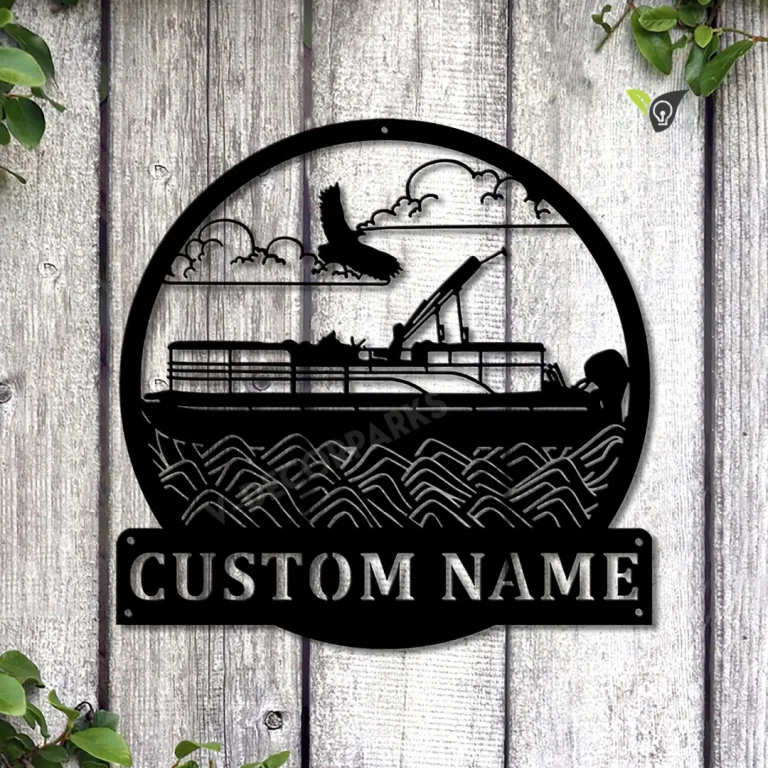 Personalized Pontoon Boat Metal Sign Art V3, Custom Pontoon Boat Monogram Metal Sign, Pontoon Boat Gifts, Job Gift, Home Decor