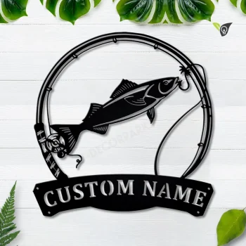 Personalized Sablefish Fishing Fish Pole Metal Sign Art, Custom Sablefish Fishing Metal Sign, Fishing Gift, Decor Decoration