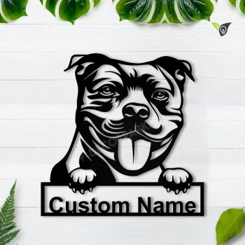 Personalized Staffordshire Bull Terrier Metal Sign Art, Custom Staffordshire Bull Terrier Metal Sign, Father's Day Gift, Pets Gift