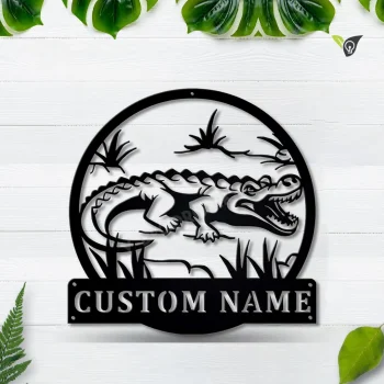 Personalized Crocodile Metal Sign Art, Custom Crocodile Metal Sign, Animal Funny, Father's Day Gift, Pets Gift, Birthday Gift