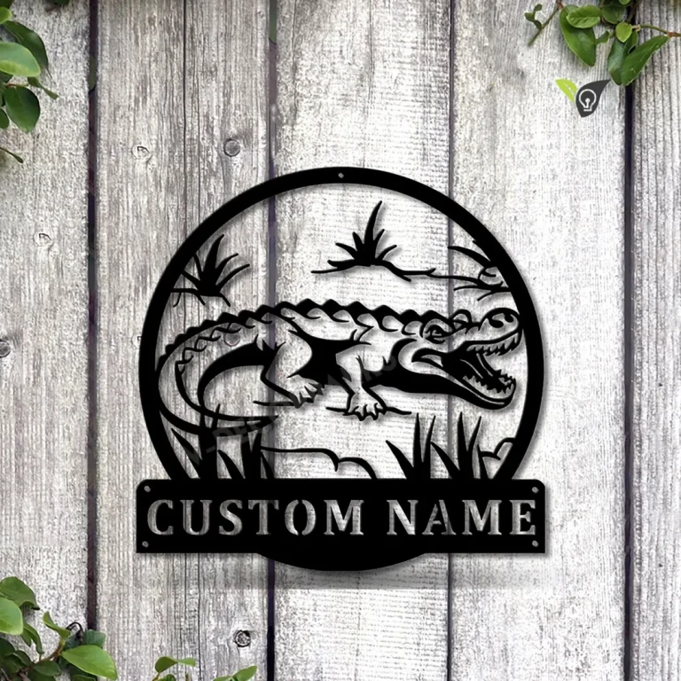 Personalized Crocodile Metal Sign Art, Custom Crocodile Metal Sign, Animal Funny, Father's Day Gift, Pets Gift, Birthday Gift